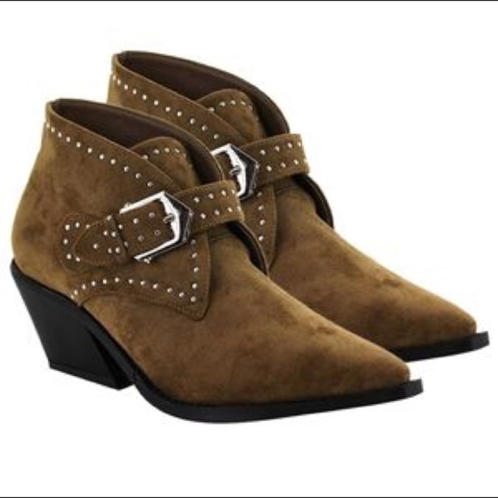 DALLAS BY SEVEN Women’s Faux Suede Studded Brown Anti-Slip Ankle Booties
